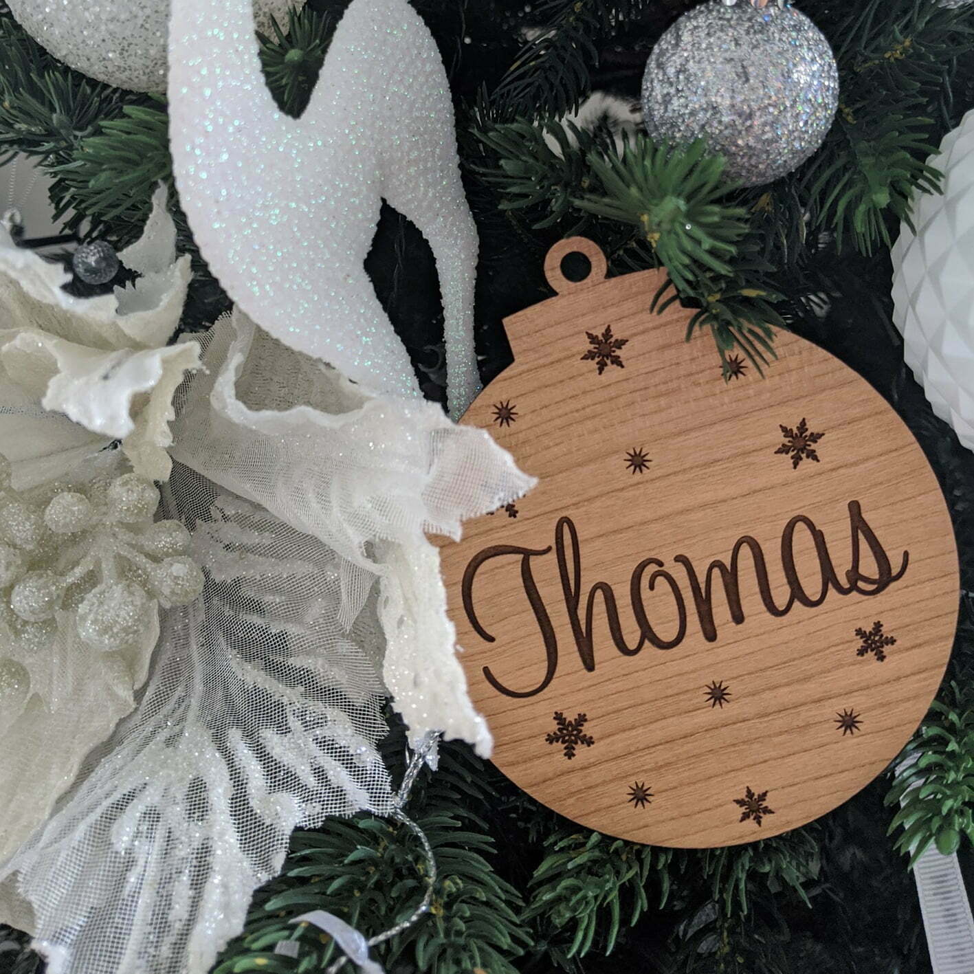 Personalised Wooden Christmas Bauble – Deer Little Fox